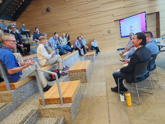 Stone design professionals engaging in an architecture workshop discussion