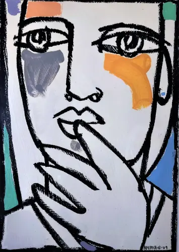 Abstract artwork styled with stone design elements